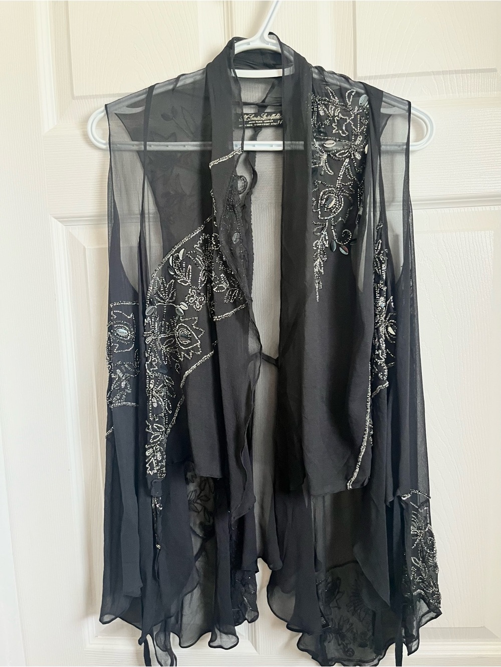 All Saints Spitalfields Silk Vintage 14 Large Cover Up Top Wrap Vest Embroidered